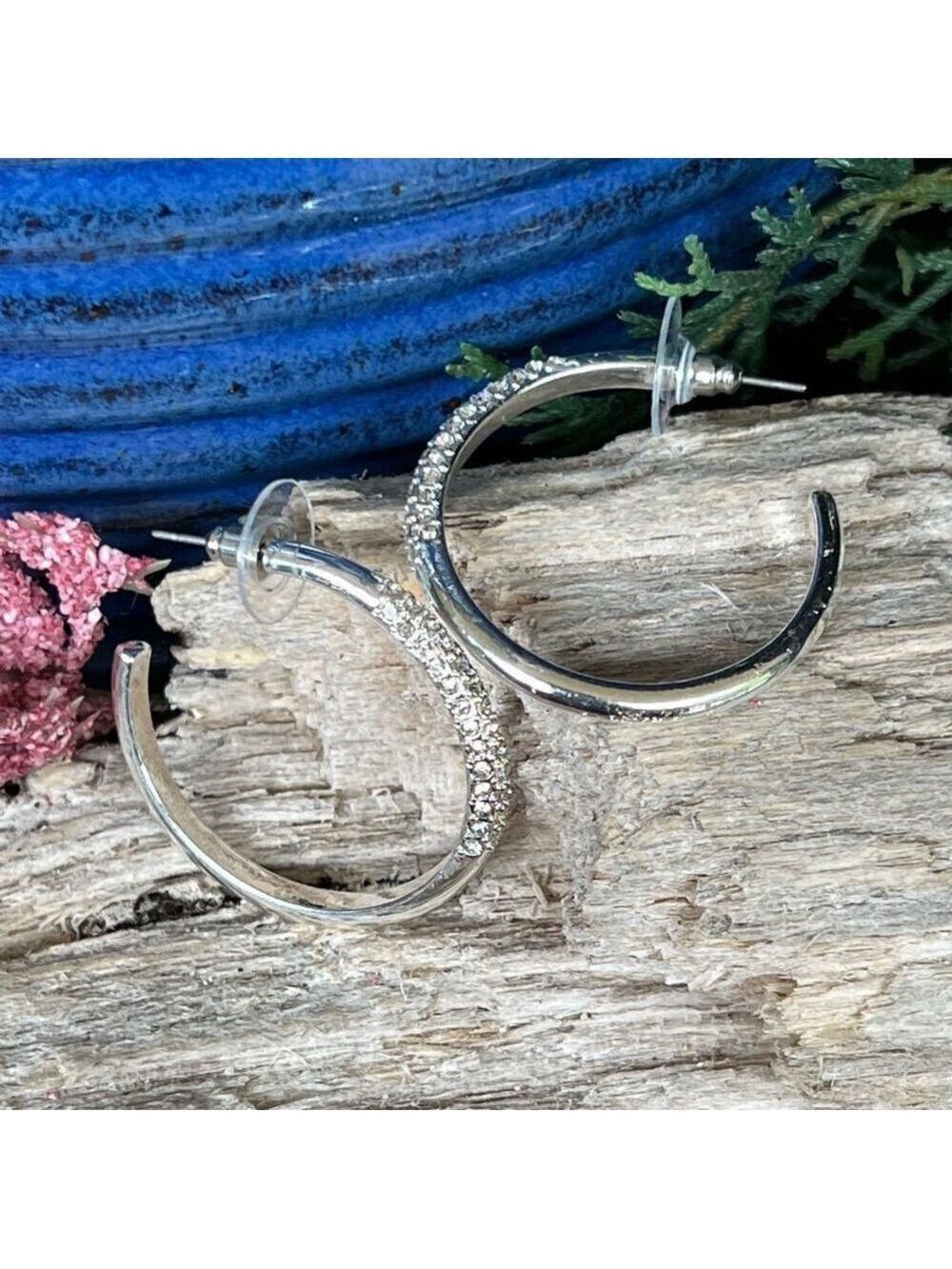 Silver Clear Swarovski Crystals Statement Earrings
